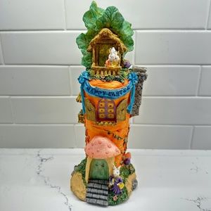 VINTAGE Easter Bunny Rabbit Carrot Tree House Resin Figurine Spring Decor